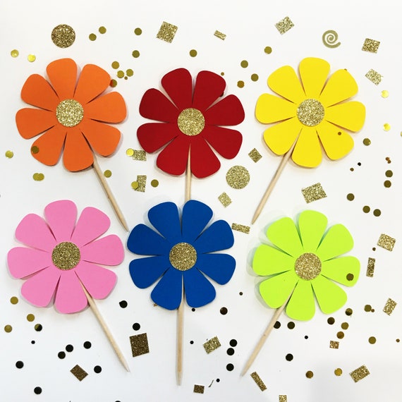 Flower Toppers Flower Party Flower Cake. Flower Cupcakes Etsy
