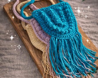 Handmade Crochet Toddler/ Kid Boho Fringe Purse  COTTON VERSION