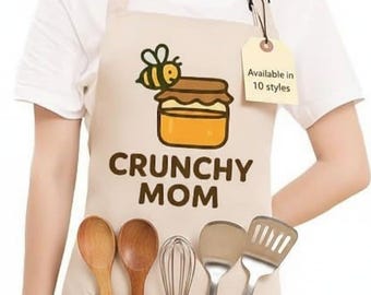 Crunchy Mom Apron with Pockets – Funny Baking Cooking Kitchenware