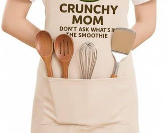 Crunchy Mom Apron – Funny Avocado Smoothie Kitchen Baking Cooking (Smoothie)