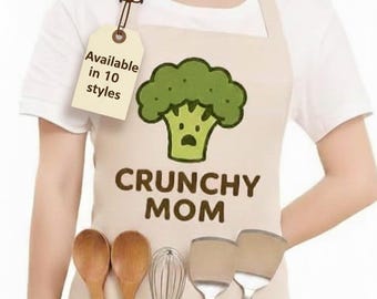 Funny Crunchy Mom Apron – Broccoli Baking Cooking Kitchenware (10 Styles)