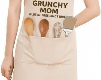 Crunchy Mom Apron – Funny Gluten-Free Baking Cooking Kitchenwear