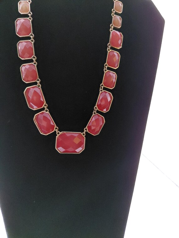 Vintage statement ruby octagonal pendant necklace - image 2