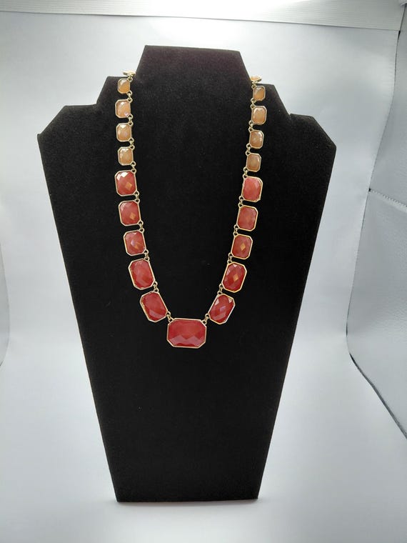 Vintage statement ruby octagonal pendant necklace - image 1