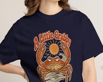 A Little Crabby Crab T-shirt, Retro Beach Humor Tee, Funny Crab Pun Shirt