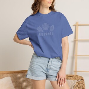 Wildwood New Jersey T-Shirt, Coastal Shell Tee, Wildwood Beach Shirt, Jersey Shore Shirt Mystic Blue
