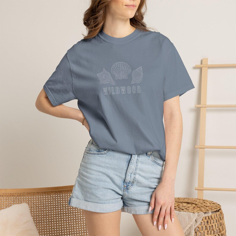 Wildwood New Jersey T-Shirt, Coastal Shell Tee, Wildwood Beach Shirt, Jersey Shore Shirt Blue Jean