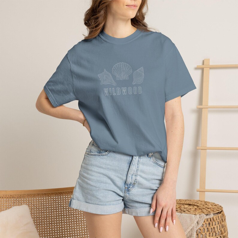 Wildwood New Jersey T-Shirt, Coastal Shell Tee, Wildwood Beach Shirt, Jersey Shore Shirt Ice Blue