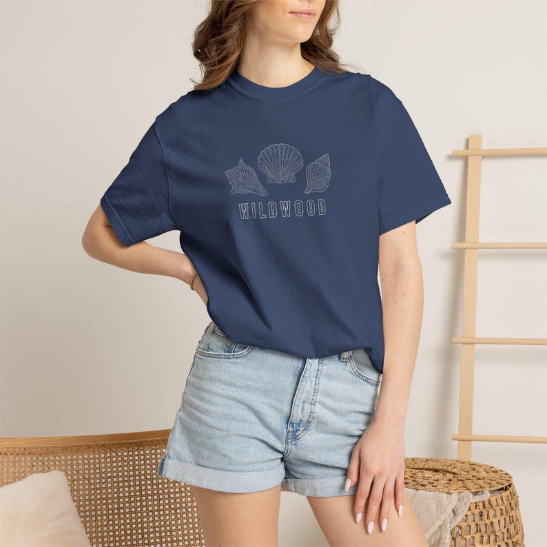 Wildwood New Jersey T-Shirt, Coastal Shell Tee, Wildwood Beach Shirt, Jersey Shore Shirt China Blue