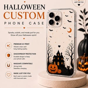 Halloween Phone Case, Spooky iPhone Case, Ghost Pumpkin Phone Cover, Cute Halloween Case, Fall Aesthetic, MagSafe Case