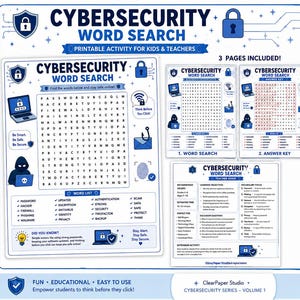 Cybersecurity Word Search Printable | Internet Safety Activity (PDF)