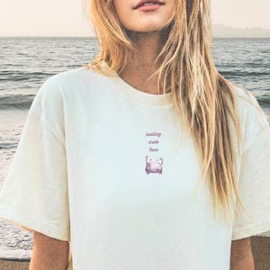 Resting Crab Face T-Shirt, Grumpy Watercolor Crab Graphic Tee