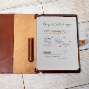 Custodia in pelle per tablet reMarkable Paper Pro con custodia per stilo, realizzata a mano in pelle pieno fiore conciata al vegetale, professionale, realizzata negli USA