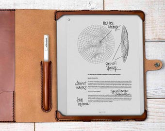 reMarkable Paper Pure Tablet leather folio case /cover handcrafted  in the USA from veg-tanned full-grain cowhide