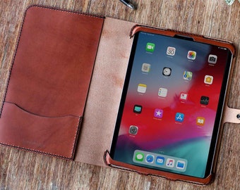 iPad Pro 11 M4 2024 all leather case, portfolio style cover, handmade in the USA from premium Italian leather