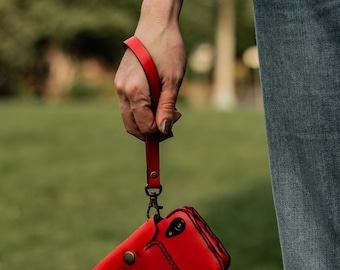 Leather Wristlet, Lanyard Add-On for Leather Wallet Case