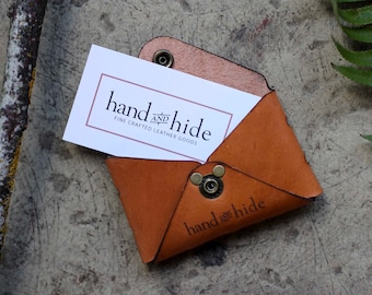 Estuche de tarjeta de visita de cuero, estuche de tarjeta de crédito, sobre de tarjeta de visita, billetera de bolsillo frontal, estuche de tarjeta hecho a mano, estuche de tarjeta de visita personalizado