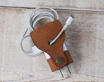 Samsung Charger Wrap / keeper / organizer. Handcrafted in the USA from Italian cowhide.