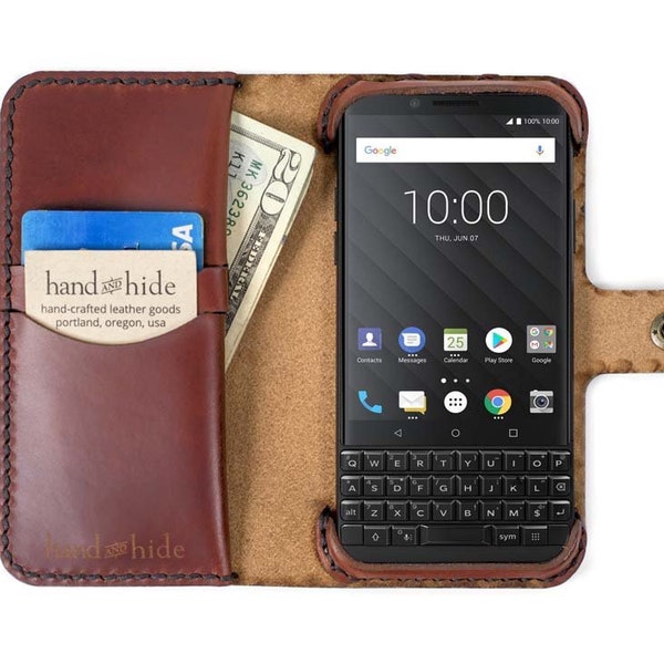 Étui portefeuille pour téléphone BlackBerry KEY2, étui pour BlackBerry KEY2 LE, étui key2 fait main, étui de téléphone personnalisé, étui de téléphone bandoulière, cuir fabriqué à la main