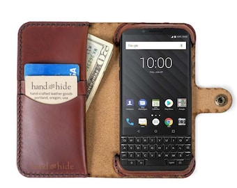 BlackBerry KEY2 Phone Wallet Case, BlackBerry KEY2 LE case, handmade key2 case, custom phone case, crossbody phone case, handcrafted leather