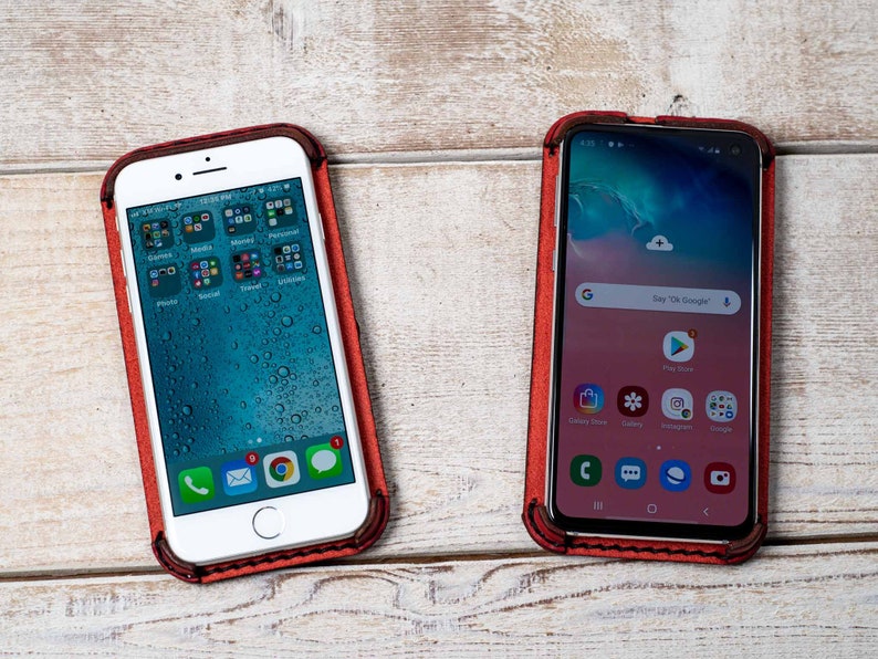 Leather Double Phone Case Dual Phone Case case holds two Etsy