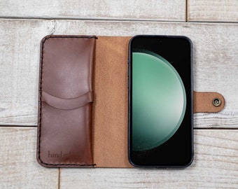 Galaxy S24 Leather Wallet Case, folio cover handcrafted in the US from durable Italian leather
