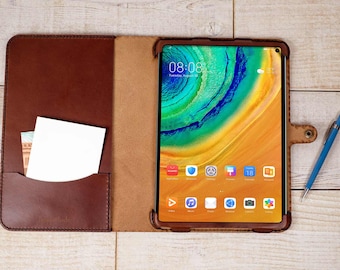 Huawei MatePad Pro Leather Case, MatePad Pro leather cover, leather MatePad Pro, custom MatePad Pro handmade leather tablet folio