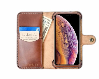 iPhone Xr Wallet Phone Case, handcrafted from Italian leather, made in USA