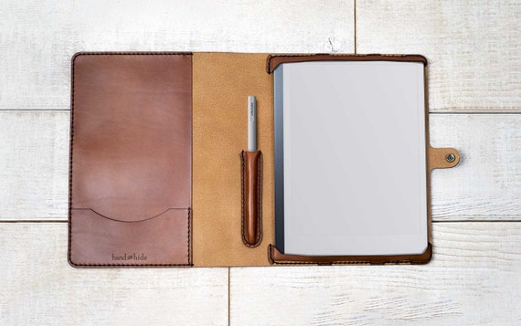 Full grain leather remarkable 2 case with pen holder – DMleather