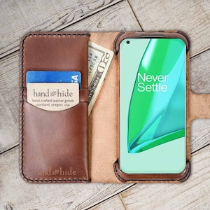 Funda de billetera de cuero OnePlus 9 o 9 Pro, funda oneplus 9 Pro, funda de billetera oneplus 9, funda de teléfono personalizada, funda de teléfono cruzado, hecha a mano