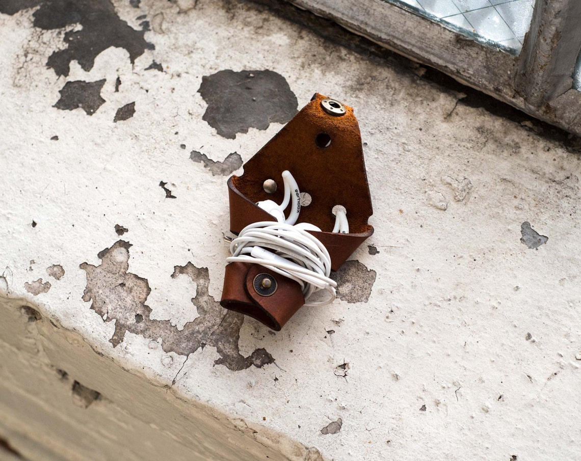 Leather Earbud Case Leather Earbud Keeper Earbud Holder Etsy