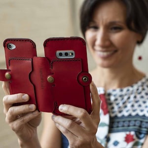Funda de cuero para teléfono doble, funda para teléfono doble para el trabajo y el uso personal