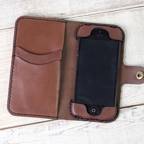 Iphone 5 5c Leather Wallet Case Iphone 5 Iphone 5s - Etsy