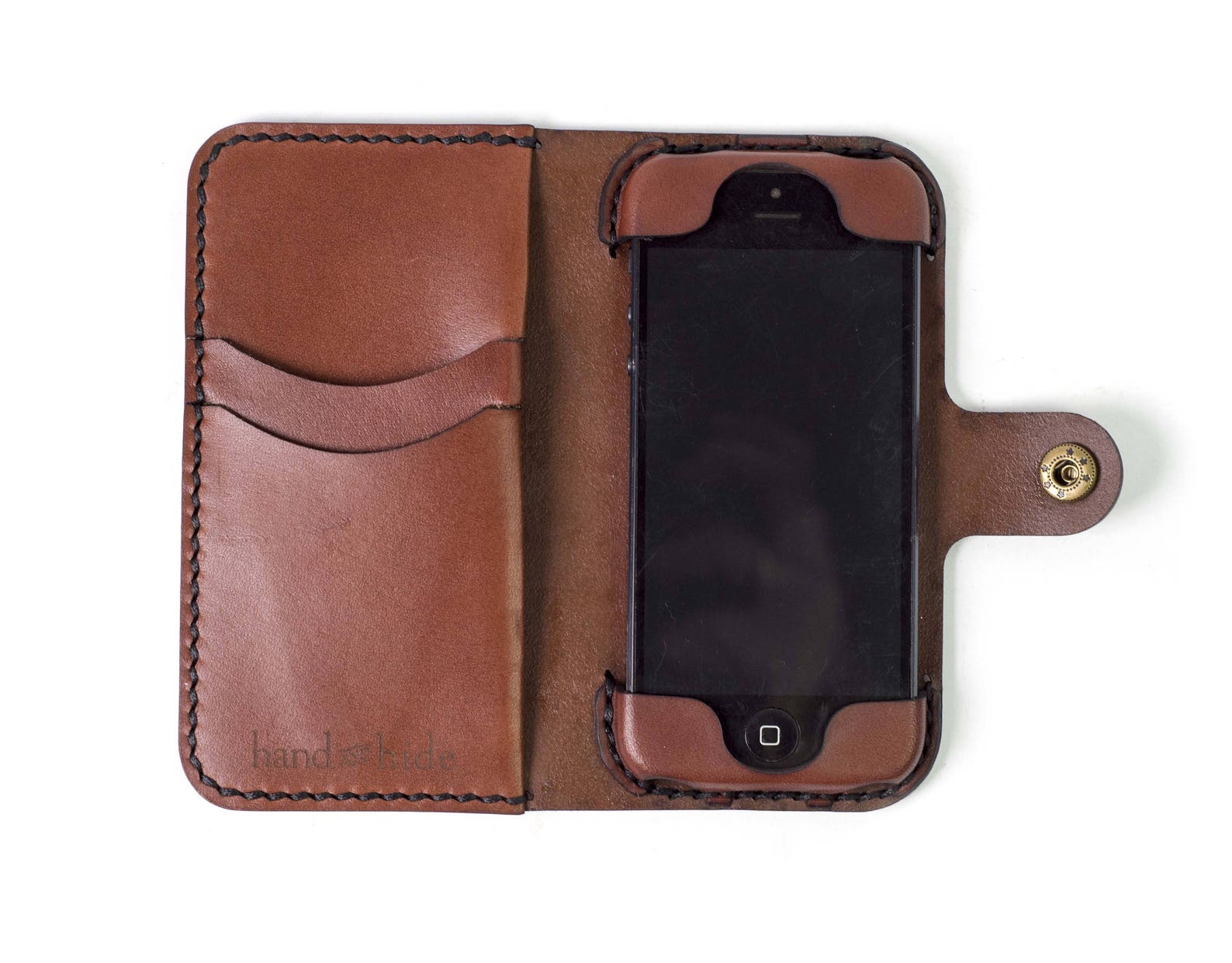 Handmade Iphone SE Leather Wallet Case Hand Stitched Iphone Etsy