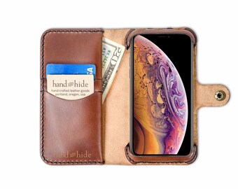 iPhone Xs Max Lederhülle mit Reißverschluss