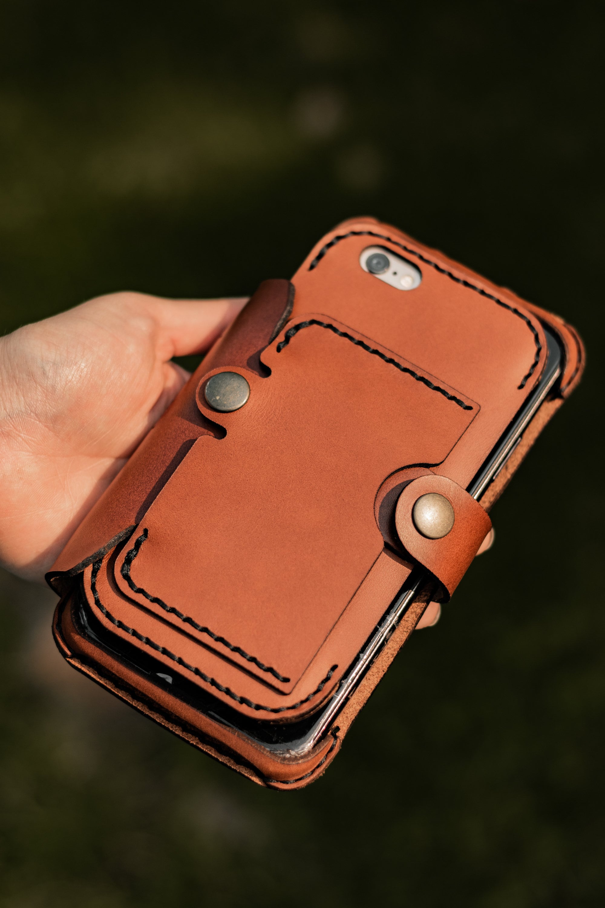 Leather Dual Phone Case Leather Double iPhone Case Case -  Israel