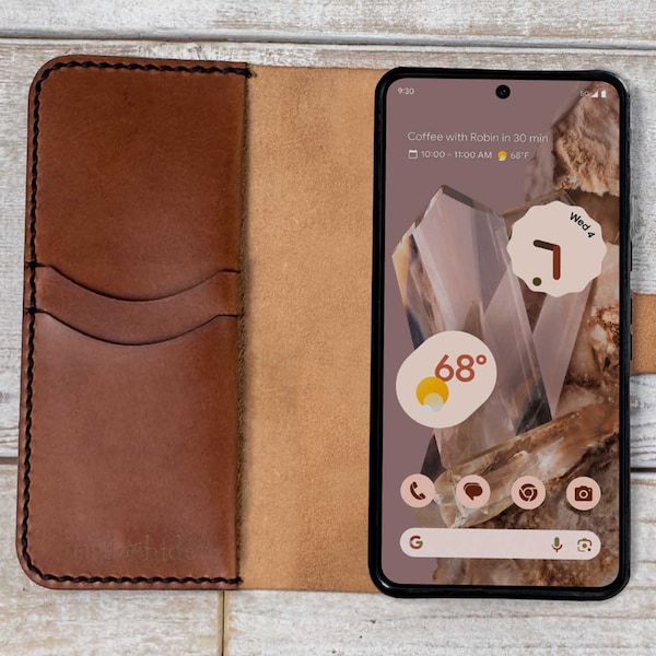 Étui portefeuille en cuir pour le Google Pixel 7a, avec pochette ou bandoulière en option