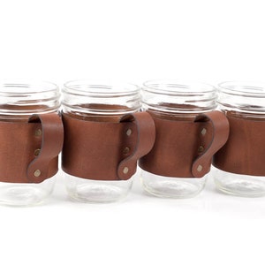 Leather Mason Jar Handle for Wide Mouth Pint Jar Ball / Kerr Set of 4, 6, 8, 10 or 12 Handles