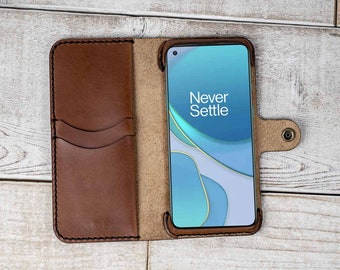 OnePlus 9R or 9RT Leather Wallet Case, oneplus 9R case, oneplus 9RT wallet case, custom phone case, crossbody phone case, handcrafted