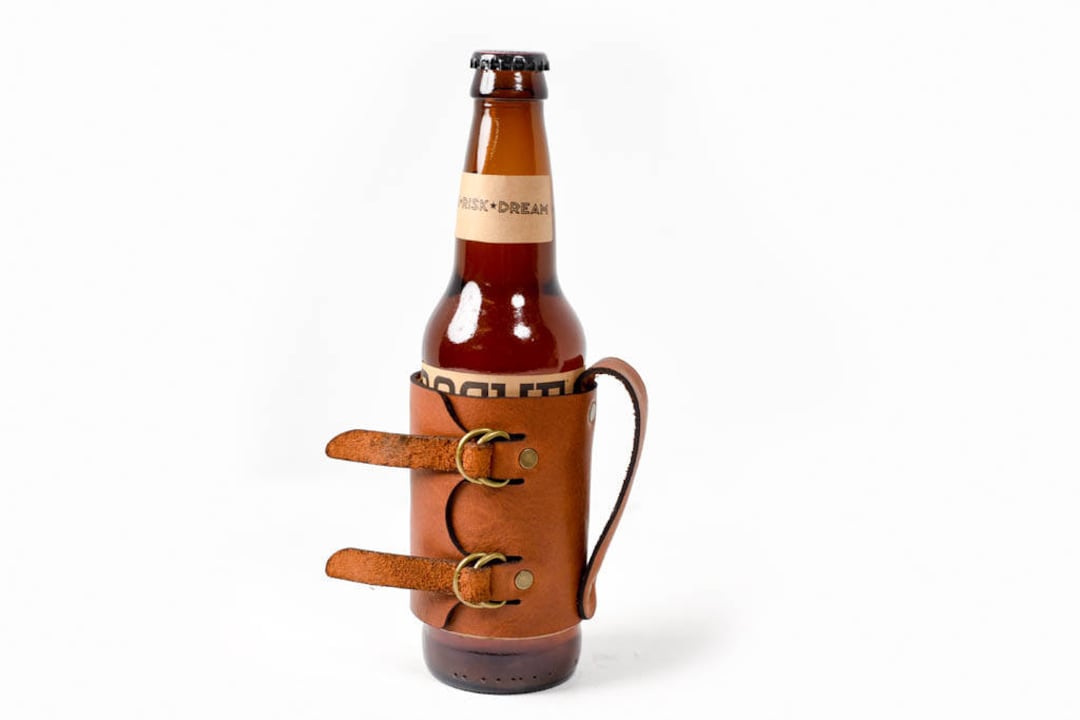 Leather Beer Holder, Beer Handle, Great Gift, Leather Beer Sleeve, Beer