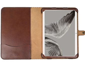 Google Pixel Tablet leather cover, folio-style case handcrafted from full grain vegetable-tanned leather