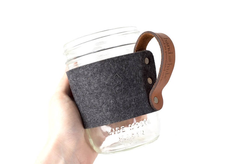 Felt Mason Jar Handle Mason Jar Holder Wide Mouth Pint Jar Etsy