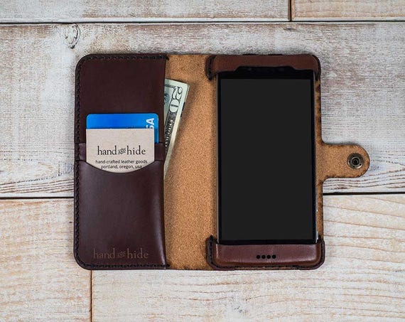 Fairphone 3 through 6+ Leather Wallet Case, handcrafted in the USA from veg-tanned cowhide