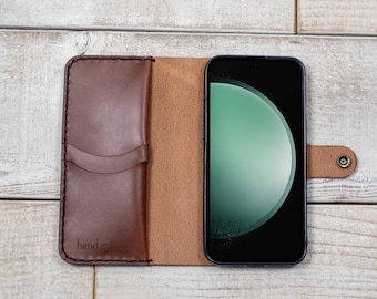Samsung Galaxy S24 FE Leather Case, durable phone wallet made in USA from veg-tanned cowhide