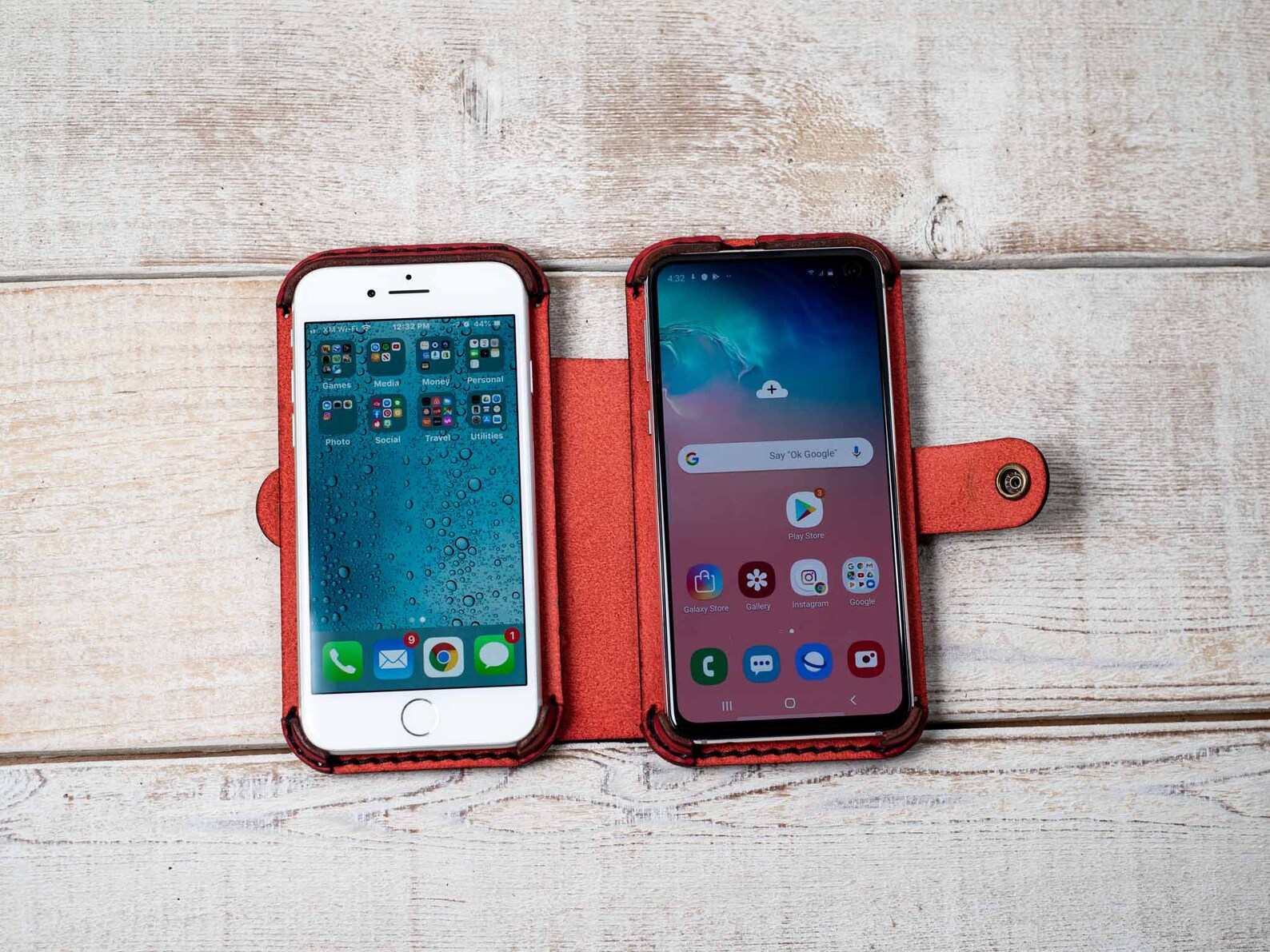 Leather Double Phone Case Dual Phone Case case holds two Etsy