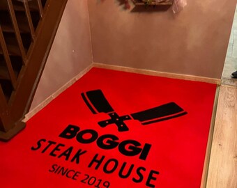 Custom Restaurant Logo Mat | Commercial Entrance Rug | Heavy Duty Business Doormat | Personalized Indoor Office Carpet Non Slip Welcome Mat