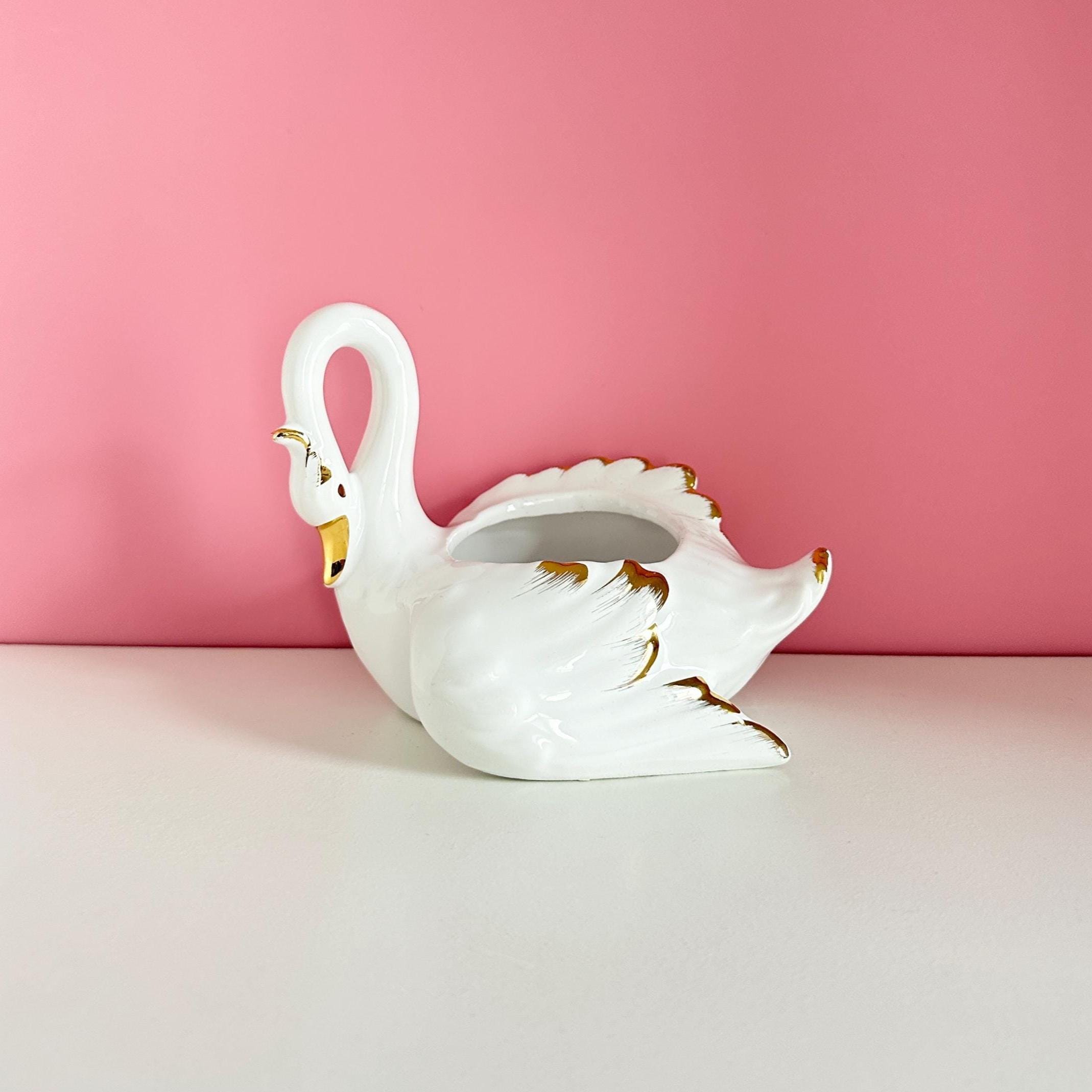 陶器の白鳥の花瓶 - Etsy 日本