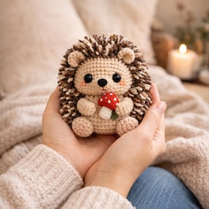 Schema all'uncinetto per riccio amigurumi - Peluche - Download digitale PDF - Adatto ai principianti