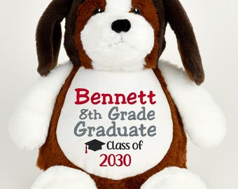 Peluche de graduación de 8.º grado: regalo de graduación bordado personalizado (colores escolares)