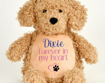 Cachorro de peluche conmemorativo personalizado – Regalo personalizado para recordar a tu mascota fallecida – Recuerdo del Puente del Arcoíris